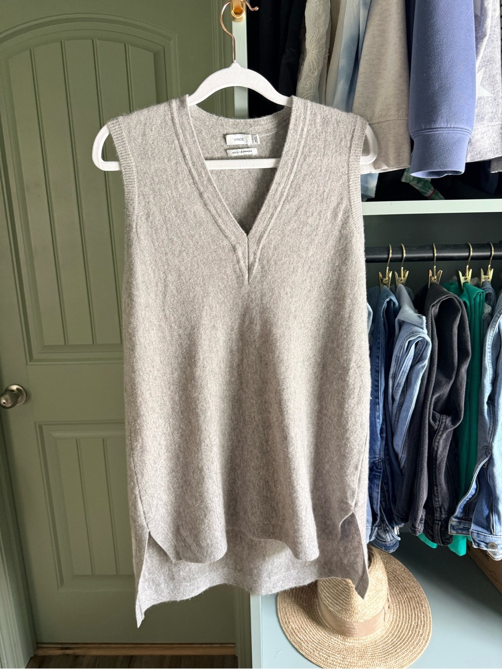 Vince Grey Cashmere Sleeveless Sweater Vest Tunic - FLAW